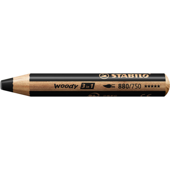 Kleurpotloden STABILO 880 woody 3 in 1 multitalent zwart
