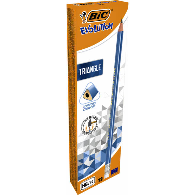 Potlood Bic Evolution driehoekig HB met gumtop