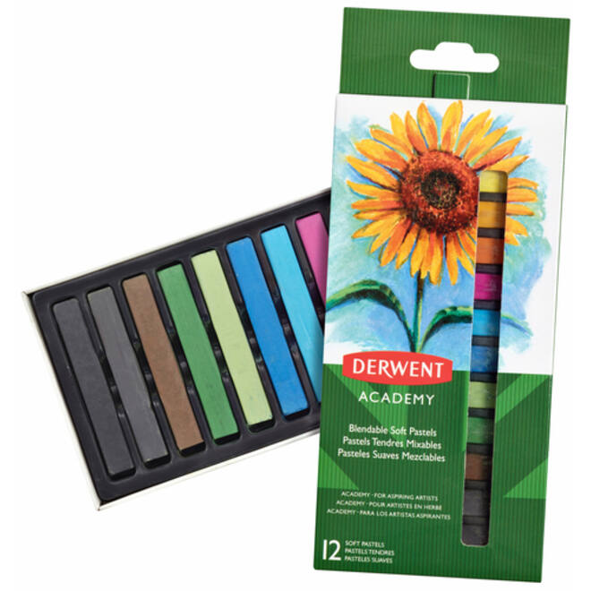 Pastelkrijt Derwent Academy zacht blister à 12 stuks assorti