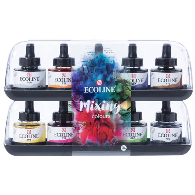 Inkt Talens Ecoline met pipet additional set à 10 ass