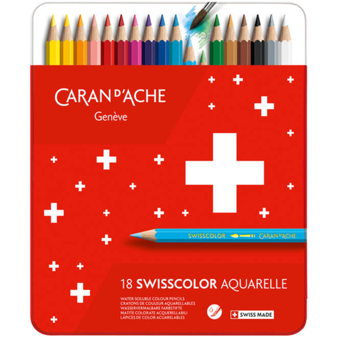 Kleurpotloden Caran d'Ache Swisscolor aquarel 18stuks ass.