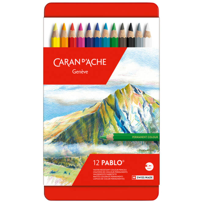 Kleurpotloden Caran d'Ache Pablo assorti blik à 12stuks