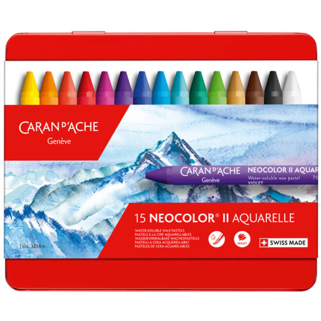 Waskrijt Caran d'Ache neocolor-II 15stuks assorti