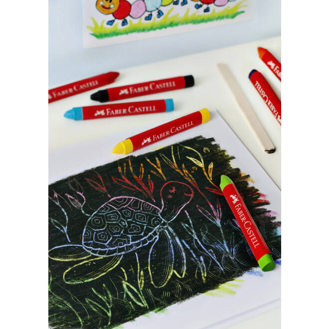 Waskrijt Faber-Castell driehoekig assorti set à 12 stuks
