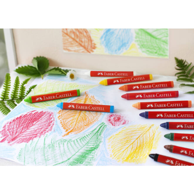 Waskrijt Faber-Castell driehoekig assorti set à 12 stuks