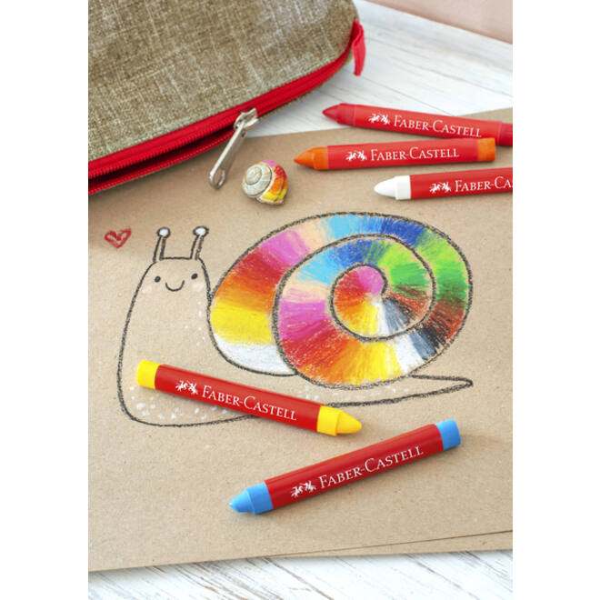 Waskrijt Faber-Castell driehoekig assorti set à 12 stuks