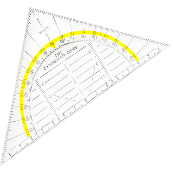 Geodriehoek Aristo 1552 160mm transparant met gele rand