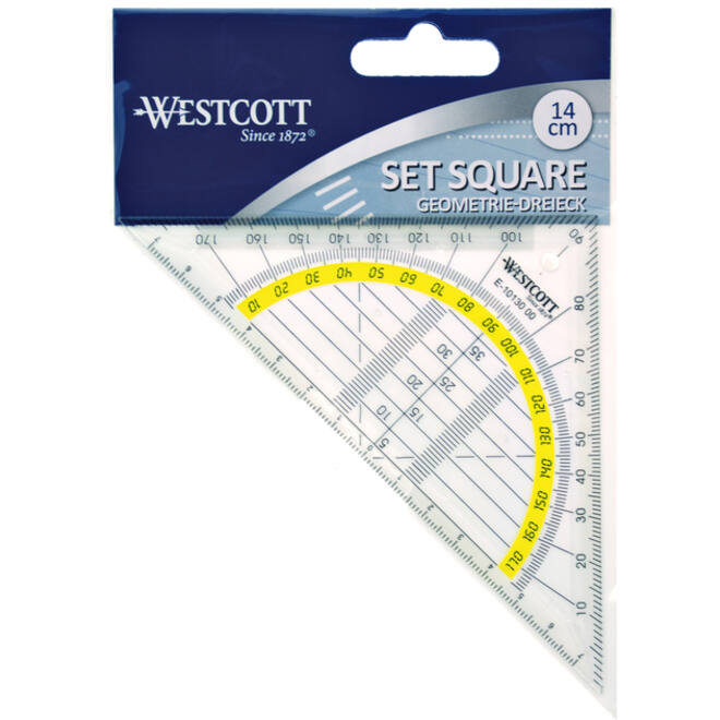 Geodriehoek Westcott 14cm transparant