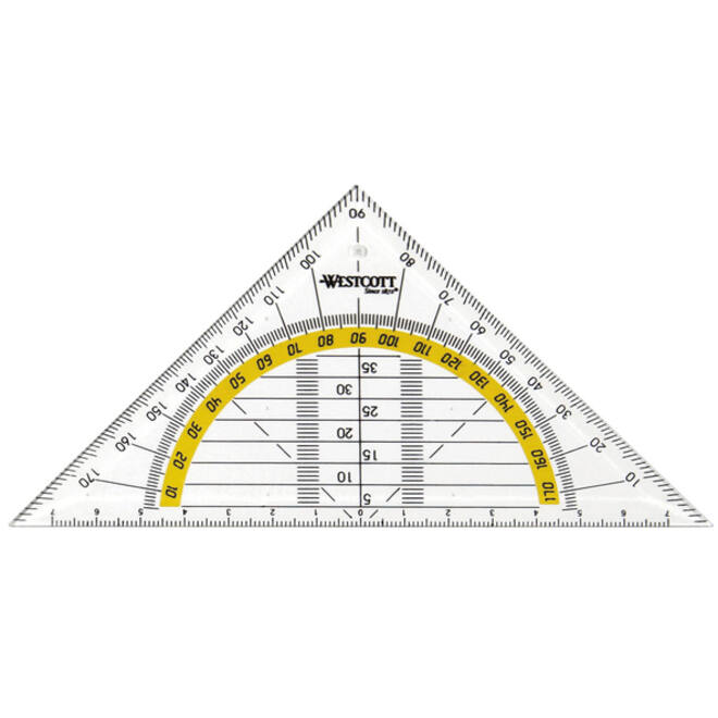 Geodriehoek Westcott 14cm transparant