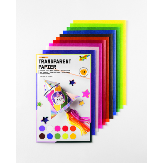 Transparant papier Folia 18.5x29.7cm 42gr 10 vel 10 kleuren