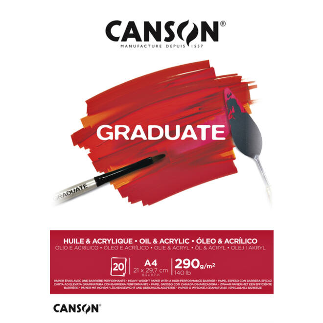 Olie Acrylblok Canson Graduate A4 290gr 20vel