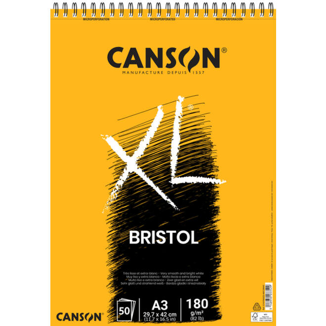 Tekenblok Canson XL Bristol A3 50v 180gr
