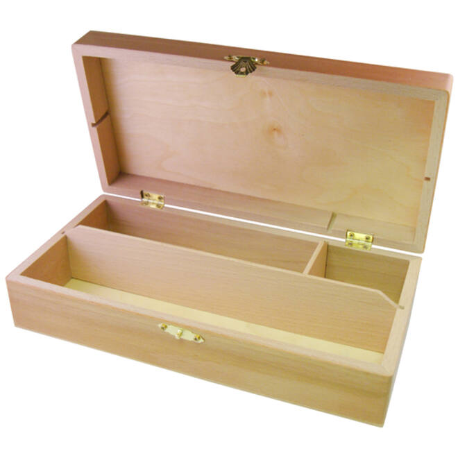 Tekendoos 27x15x8cm 3 vakken beukenhout