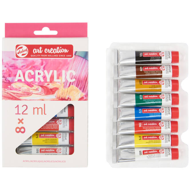 Acrylverf Talens Art Creation met stappenplan 12ml set à 8 kleuren