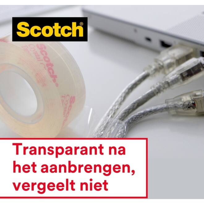 Plakband Scotch Crystal 600 19mmx15m transparant + handdispenser