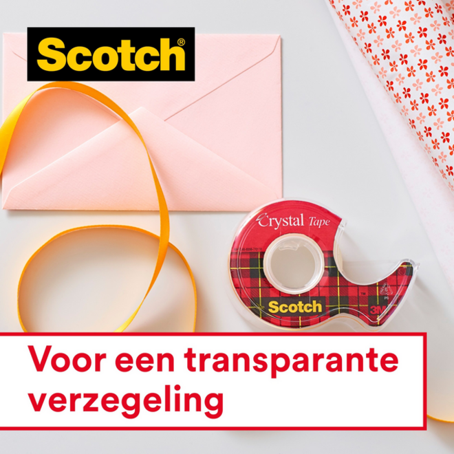 Plakband Scotch Crystal 600 19mmx15m transparant + handdispenser
