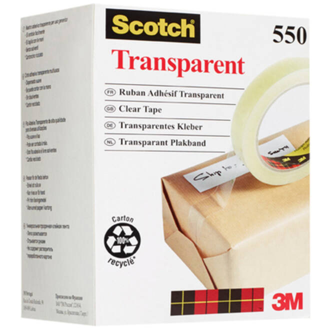 Plakband Scotch 550 19mmx66m transparant