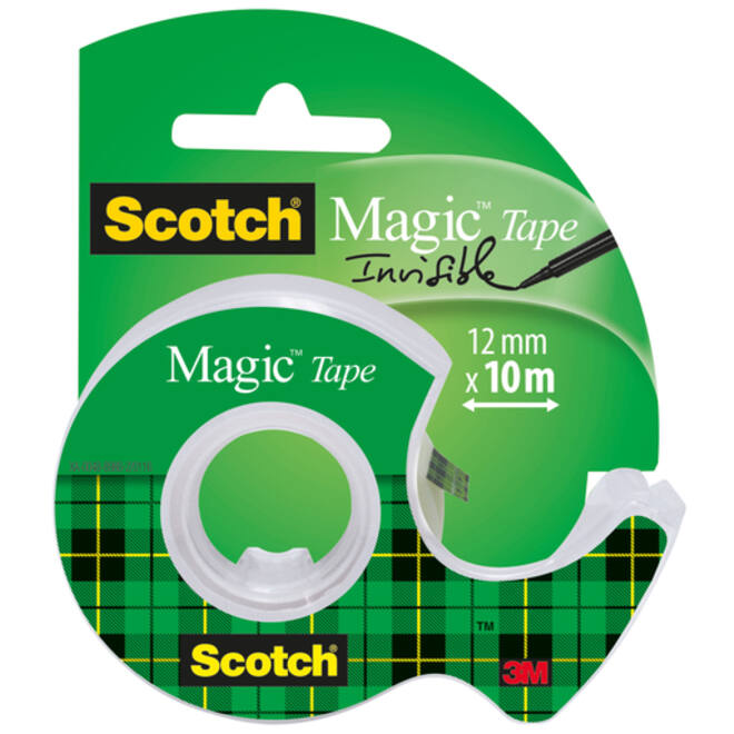 Plakband Scotch Magic 810 12mmx10m onzichtbaar + plakbandhouder