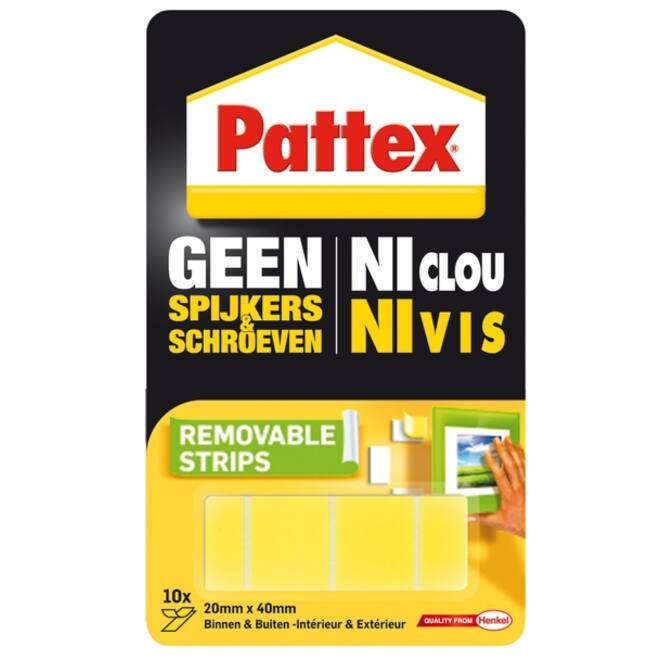 Supermontagestrip Pattex 2kg verwijderbaar 10stuks