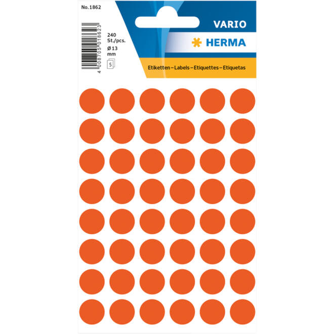 Etiket HERMA 1862 rond 12mm rood 240stuks
