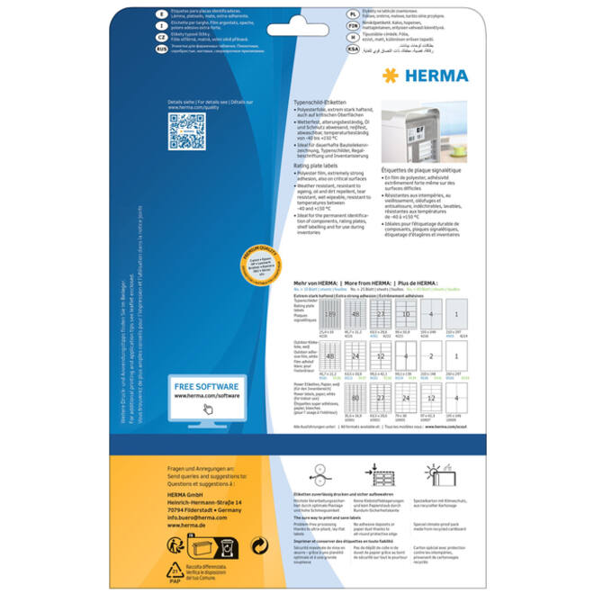 Etiket HERMA 4224 210x297mm weerbestendig zilver 25stuks
