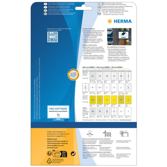 Etiket HERMA 9535 210x148mm weerbestendig wit 20stuks