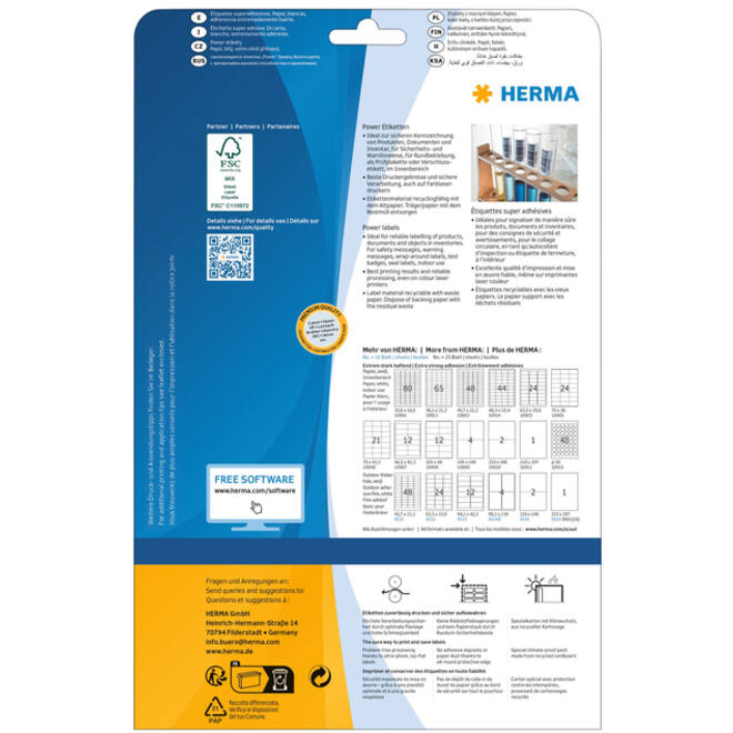 Etiket HERMA Power 10903 63.5x29.6mm wit 675stuks