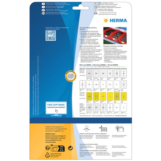 Etiket HERMA 4571 30mm rond folie wit 960stuks