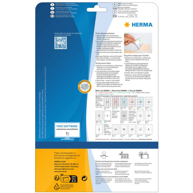 Naambadge etiket HERMA 4410 80X50mm wit blauw