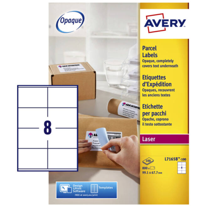 Etiket Avery L7165B-100 99.1x67.7mm blockout 800stuks