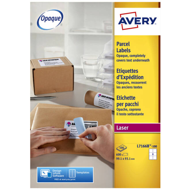 Etiket Avery L7166B-100 99.1x93.1mm blockout 600stuks