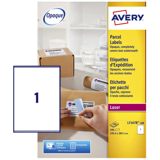 Etiket Avery L7167B-100 199.6x289.1mm blockout 100stuks