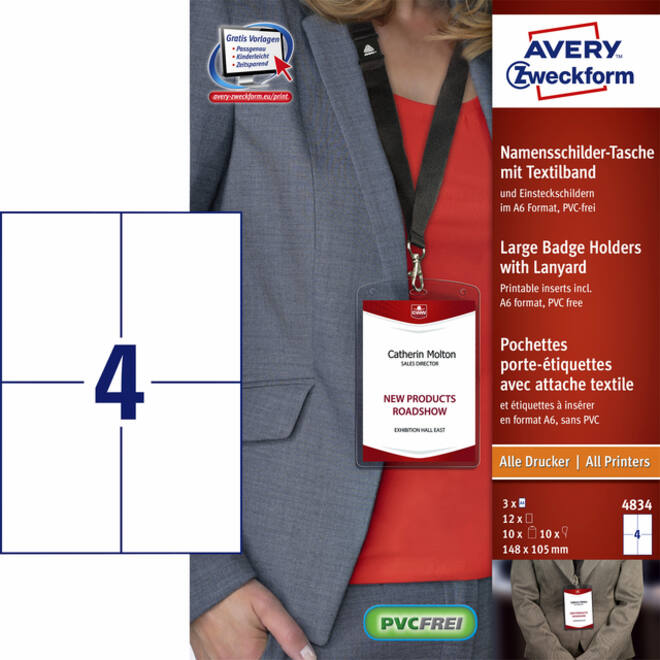 Badge Avery 4834 A6 hoes + insteekkaarten 10 stuks