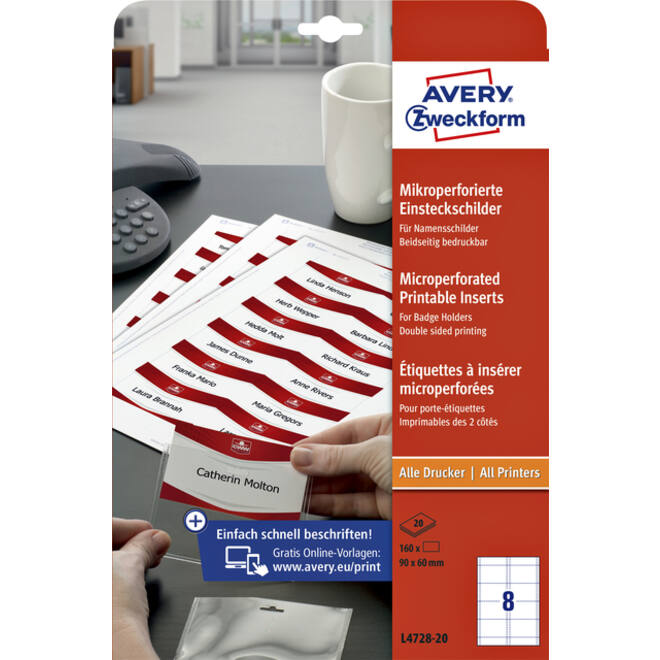 Badgekaart Avery L4728-20 60x90mm microperforatie