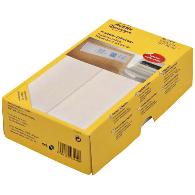 Frankeeretiket Avery Zweckform 3440 163x43mm 500stuks