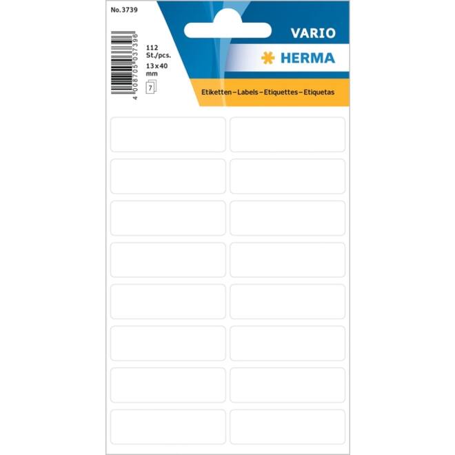 Etiket HERMA 3739 12x40mm wit 112 stuks