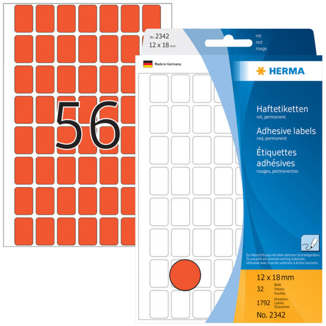 Etiket HERMA 2342 12x18mm rood 1792stuks