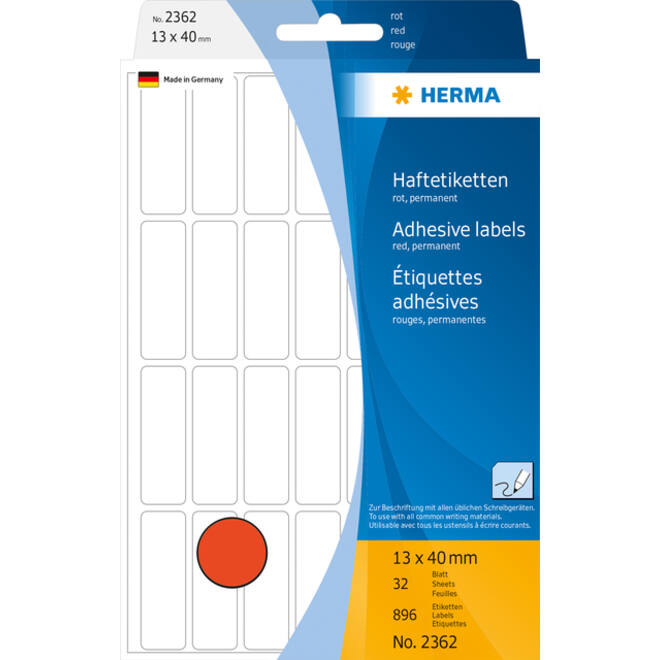 Etiket HERMA 2362 13x40mm rood 896 stuks