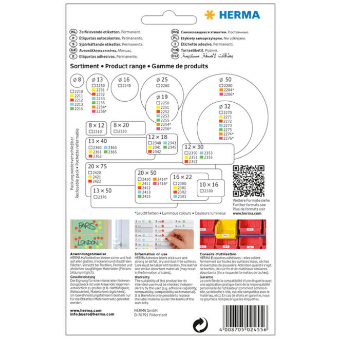 Etiket HERMA 2455 25x40mm groen 512stuks