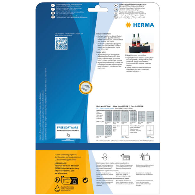 Etiket HERMA 8895 210x297mm A4 glossy wit 10stuks