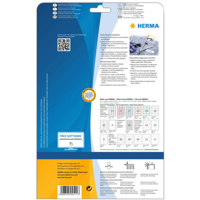 Naambadge etiket HERMA 4511 63.5x29.6mm wit