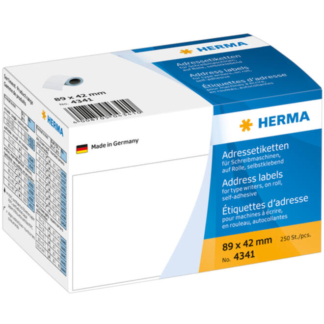 Etiket HERMA adres 4341 89X42mm op rol 250stuks