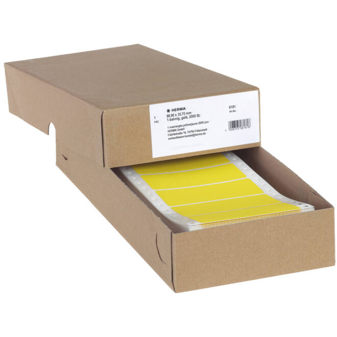 Etiket HERMA 8181 88.9x35.7mm 1-baans geel 2000stuks