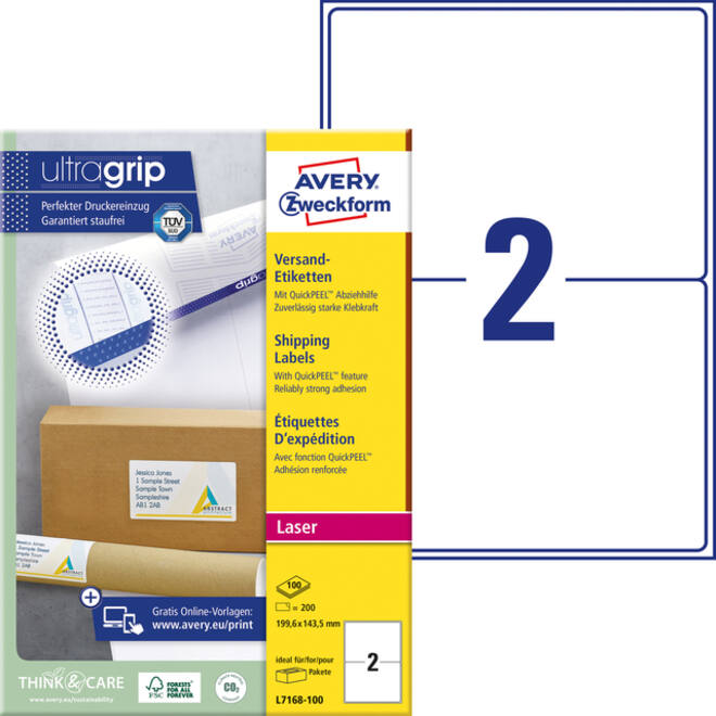 Etiket Avery L7168-100 199.6x143.5mm wit 200stuks wit