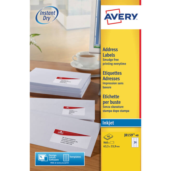 Etiket Avery J8159-40 63.5x33.9mm wit 960stuks