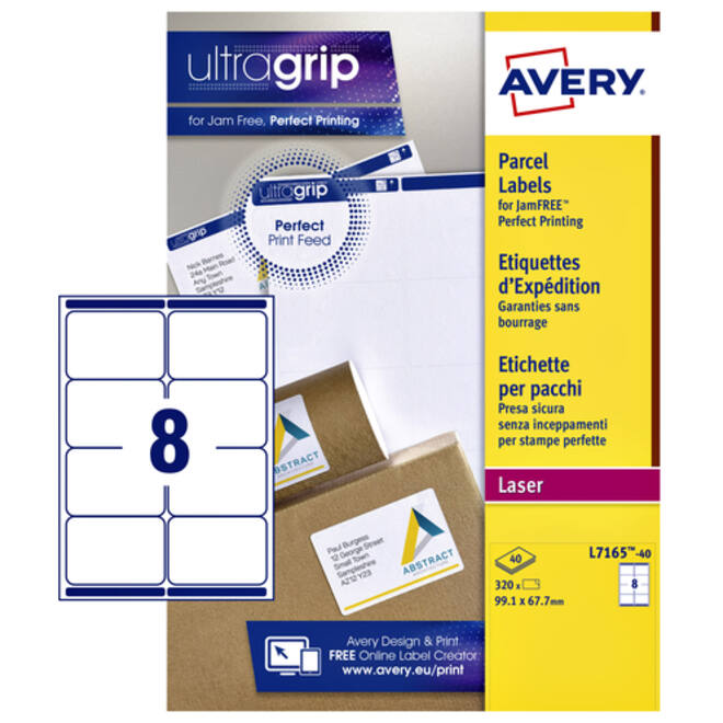 Etiket Avery L7165-40 99.1x67.7mm wit 320stuks