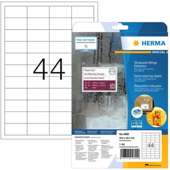 Etiket HERMA 4690 48.3x25.4mm weerbestendig wit 1100stuks