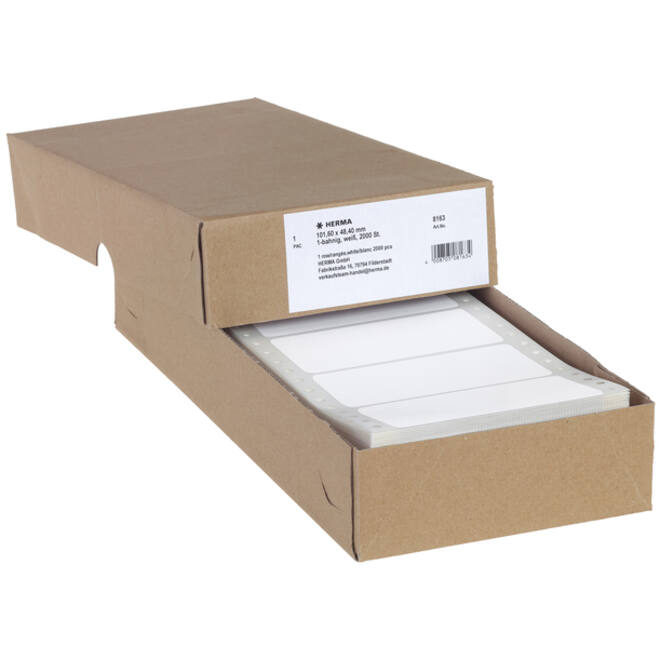 Etiket HERMA 8163 101.6x48.4mm 1-baans wit 2000stuks