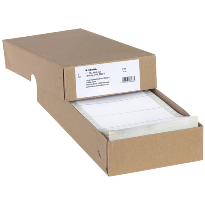 Etiket HERMA 8166 111.7x48.4mm 1-baans wit 2000stuks