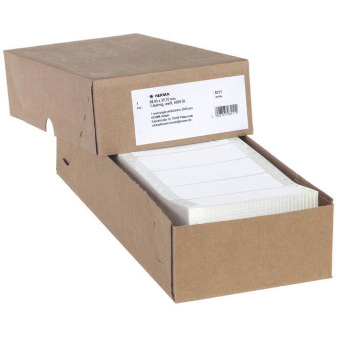 Etiket HERMA 8211 88.9x35.7mm 1-baans wit 4000stuks